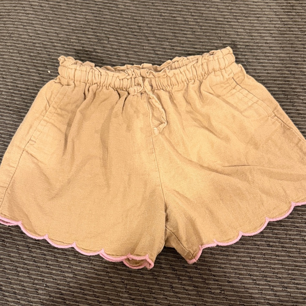 Old Navy Tan Shorts with Pink Scallop Trim
